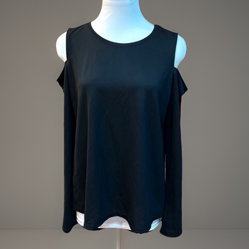 Halogen Size Medium, Cold, Shoulder Black Blouse Top